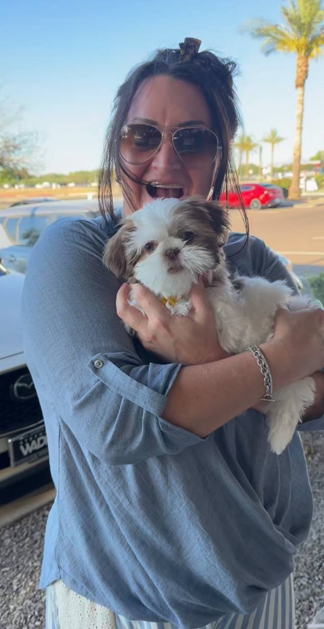 Ray Ferguson with their Shih Tzu puppy from Royal Puff Paw Shihtzu