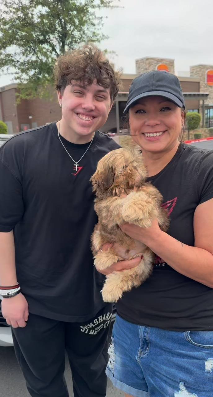 Priya Raman with their Shih Tzu puppy from Royal Puff Paw Shihtzu