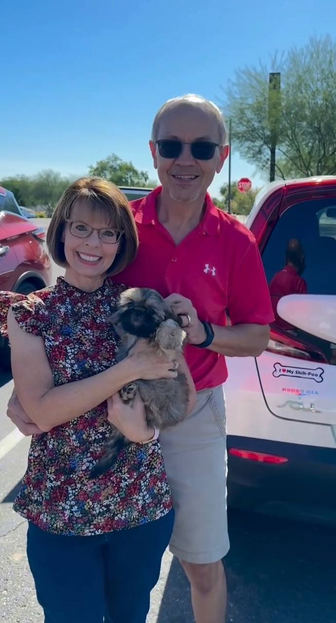 Danielle Prescott with their Shih Tzu puppy from Royal Puff Paw Shihtzu